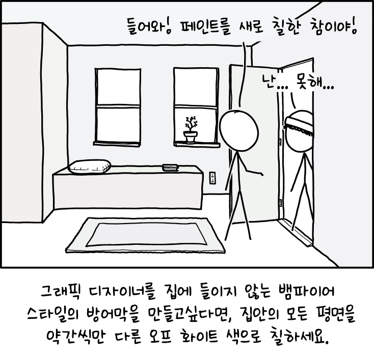 1차 방어선은 뚫릴 수 있습니다. 이에 대비해서 각도계와 수평계를 이용해 액자를 1° 이하로 비뚤어놓아 2차 방어선을 구축하십시오.