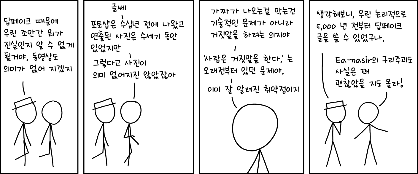 아서 코난 도일같은 훌륭한 연역적 사고를 하는 사람조차 코팅리 딥페이크에 넘어갔는데 우리같이 평범한 인간들에게 어찌할 도리가 있을까요? 조만간 우리의 현실은 프란체스(9)와 엘시(16)의 변덕에 좌우되고 말거예요.